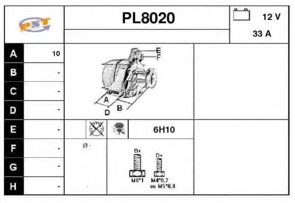SNRA PL8020 Alternator